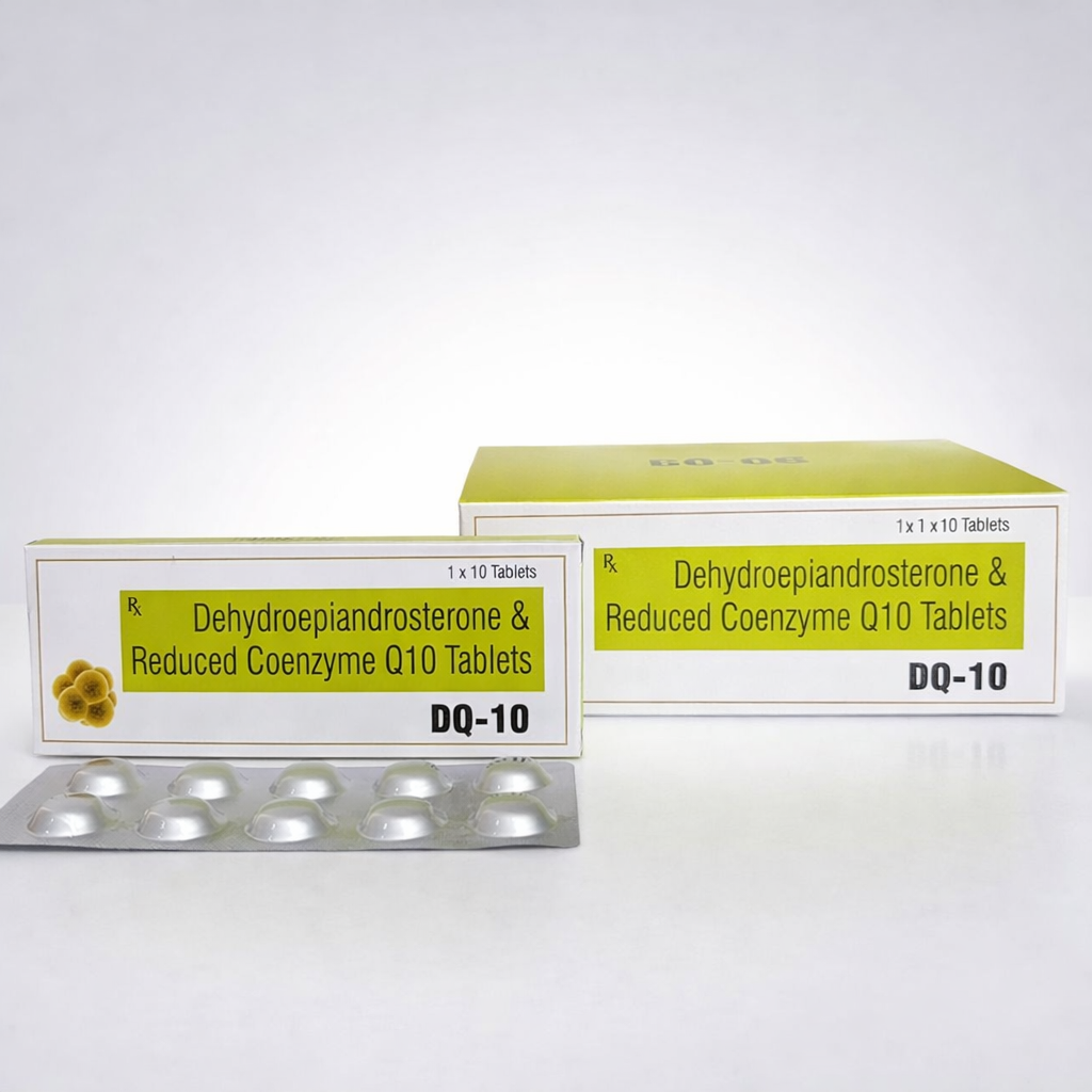 DHEA 75 mg + Reduced CoQ10 Ubiquinol fertility support for male and female infertility DQ-10