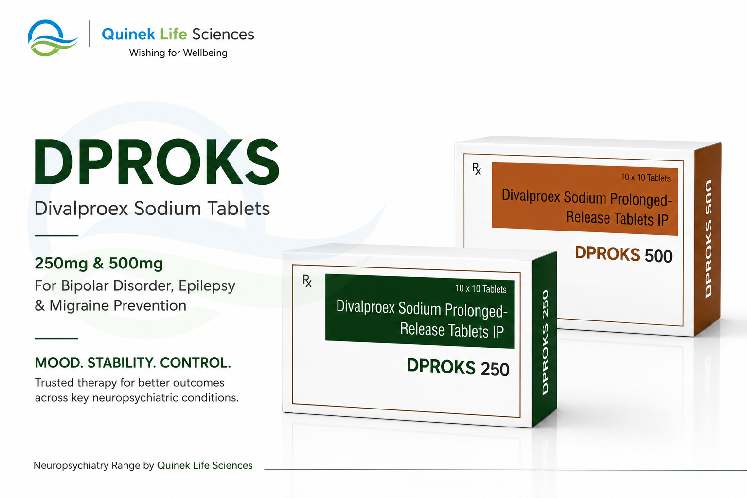 DPROKS Divalproex Sodium 250mg and 500mg — bipolar disorder epilepsy and migraine treatment by Quinek Life Sciences India
