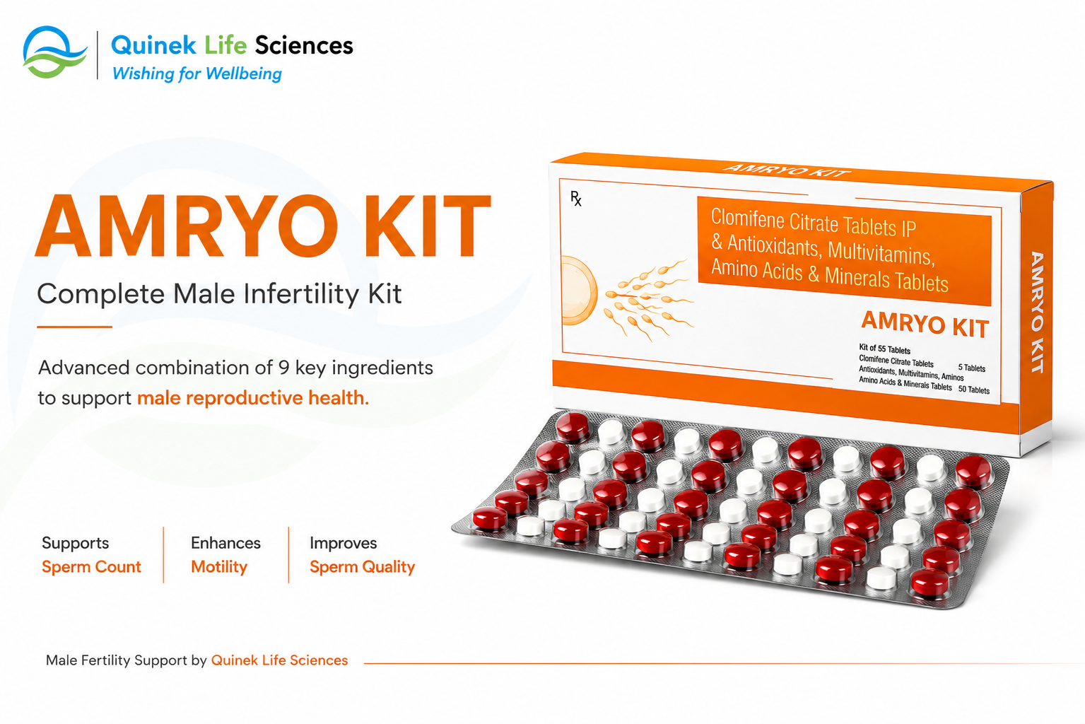 AMRYO Kit — Complete Male Infertility Kit With 9 Ingredients | Quinek Life Sciences
